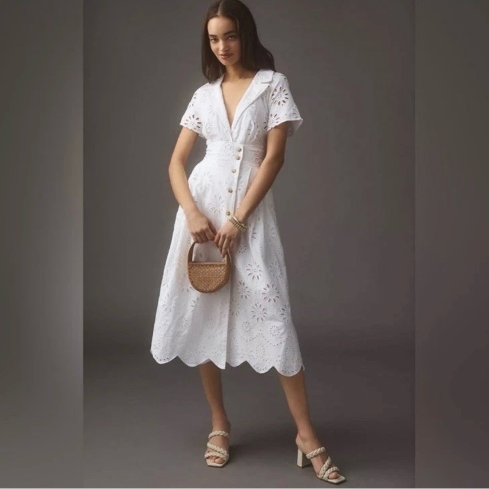 Anthropologie Eyelet Midi Shirt Dress